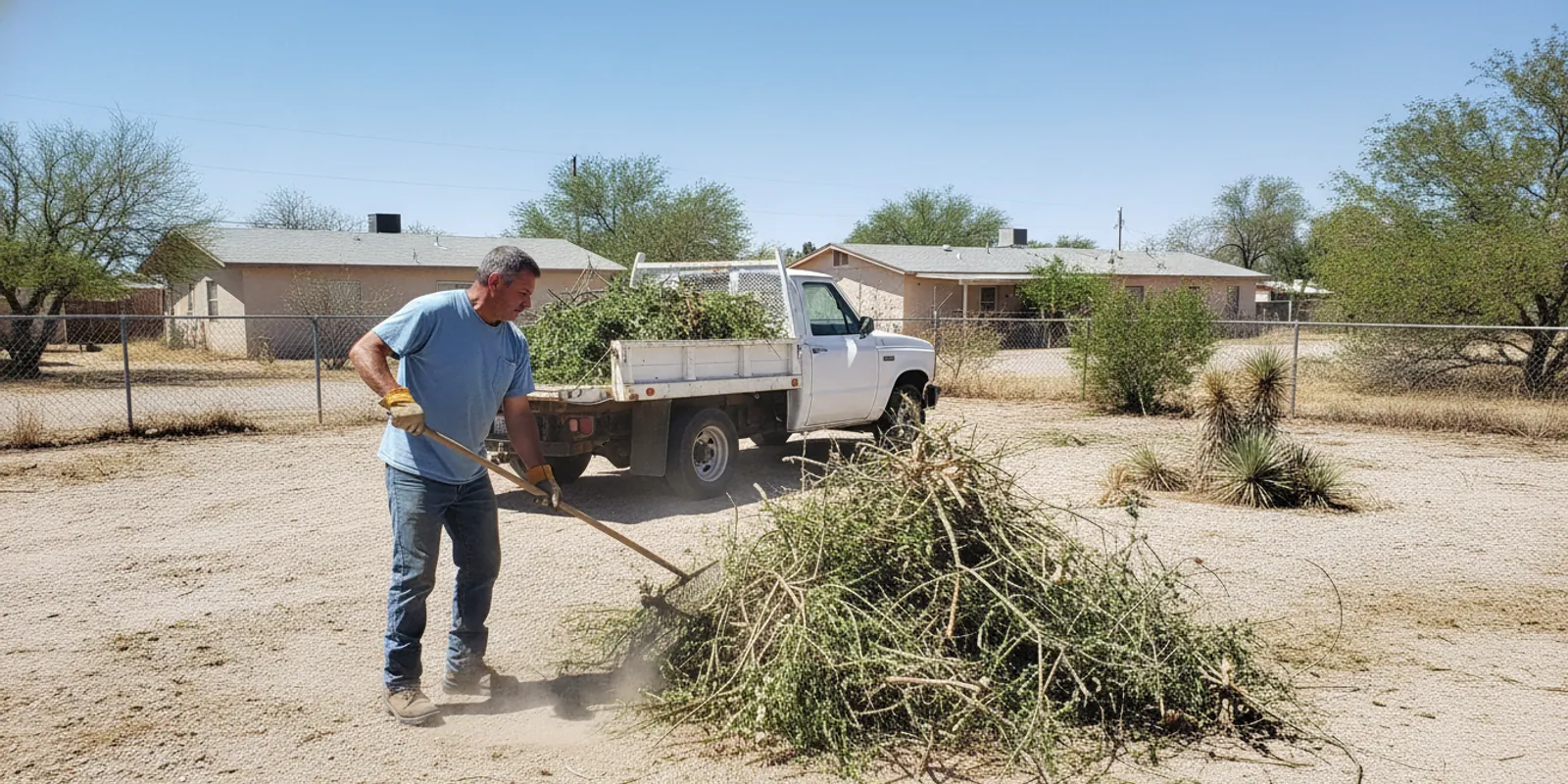 Yard Waste Removal crew on a job in Socorro, TX